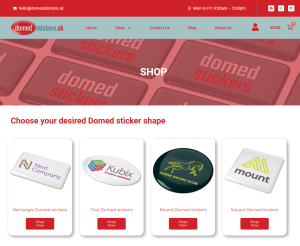 Domed stickers shop page screen grab